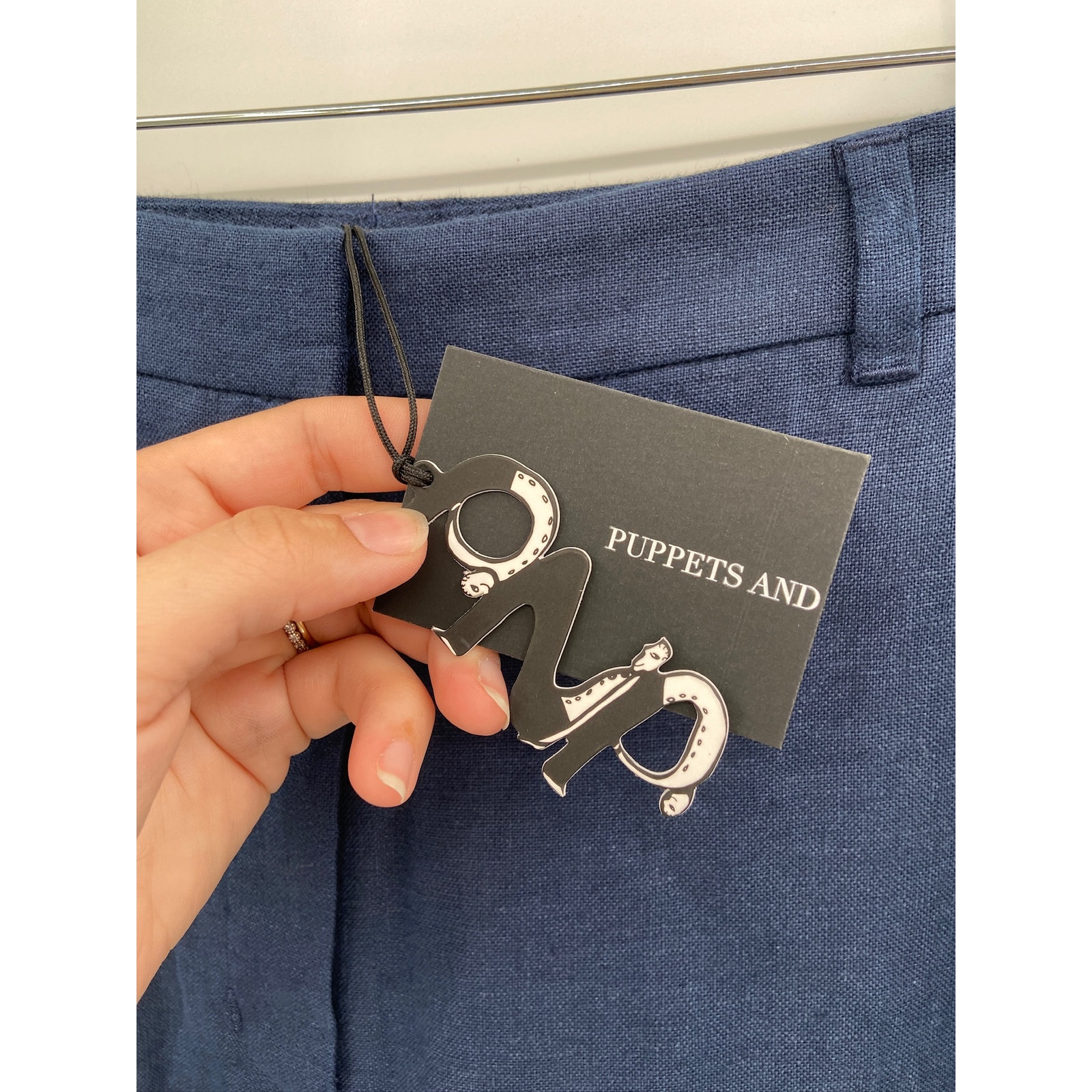 Puppets And Puppets Navy Blue Black Teapot Wide Leg Skant Trouser Pant 4 Nwt — image 4 of 8